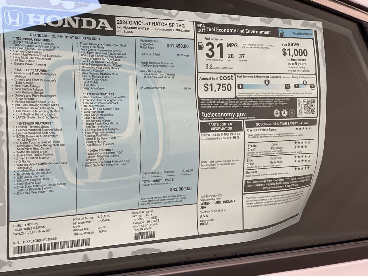 2024 Honda Civic Sport Touring