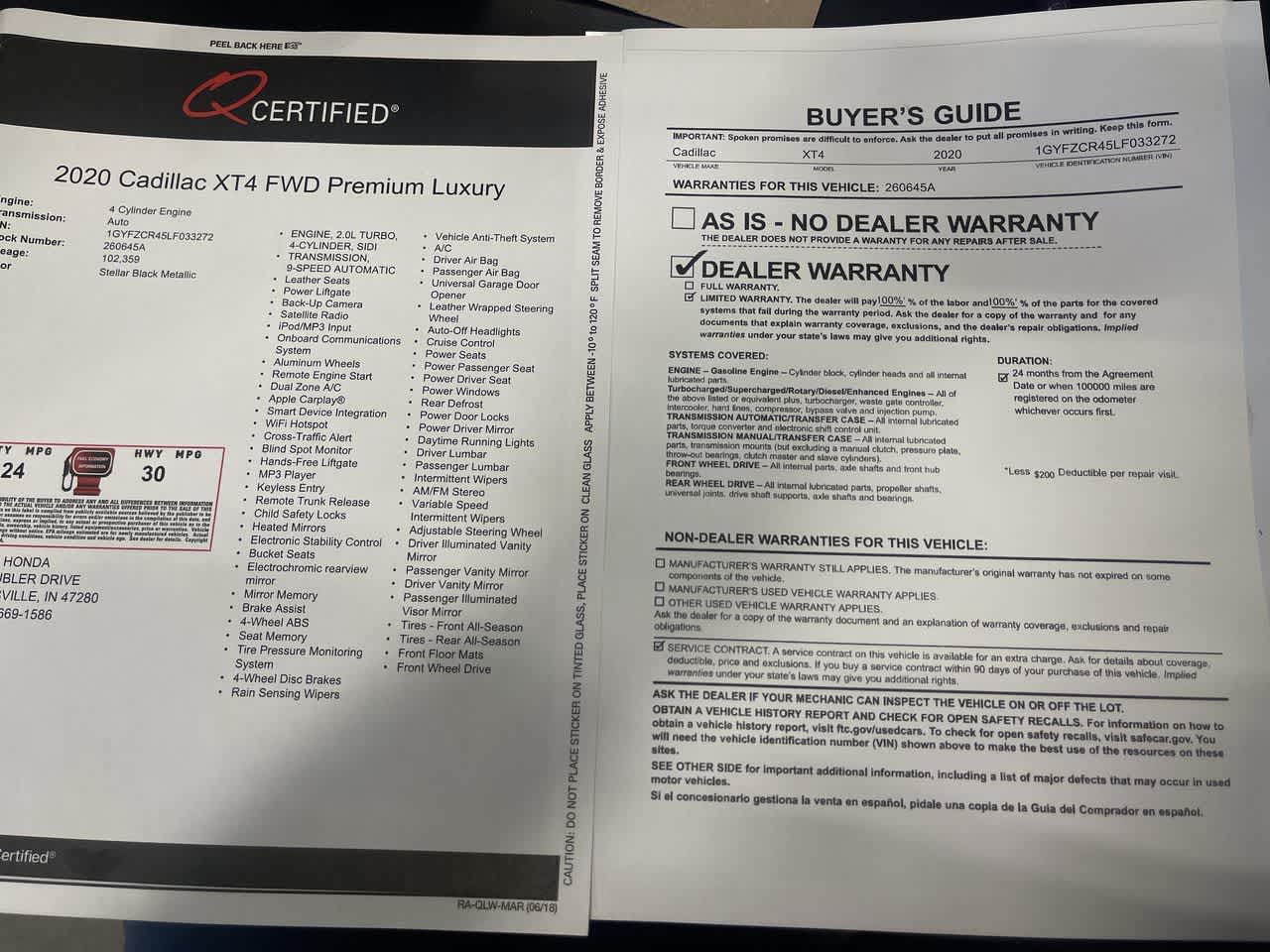 2020 Cadillac XT4 FWD Premium Luxury