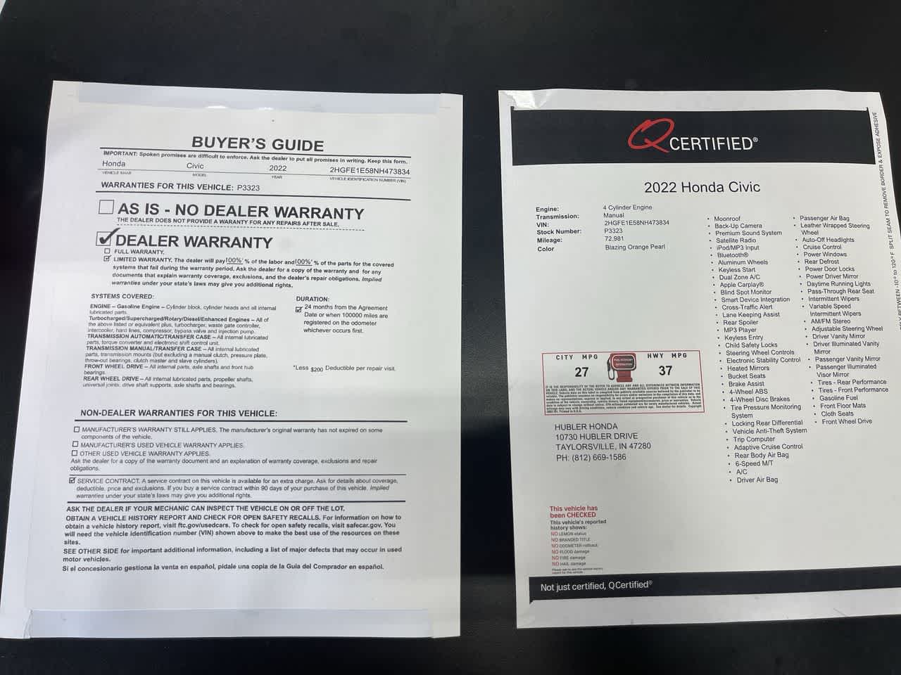 2022 Honda Civic Si Manual