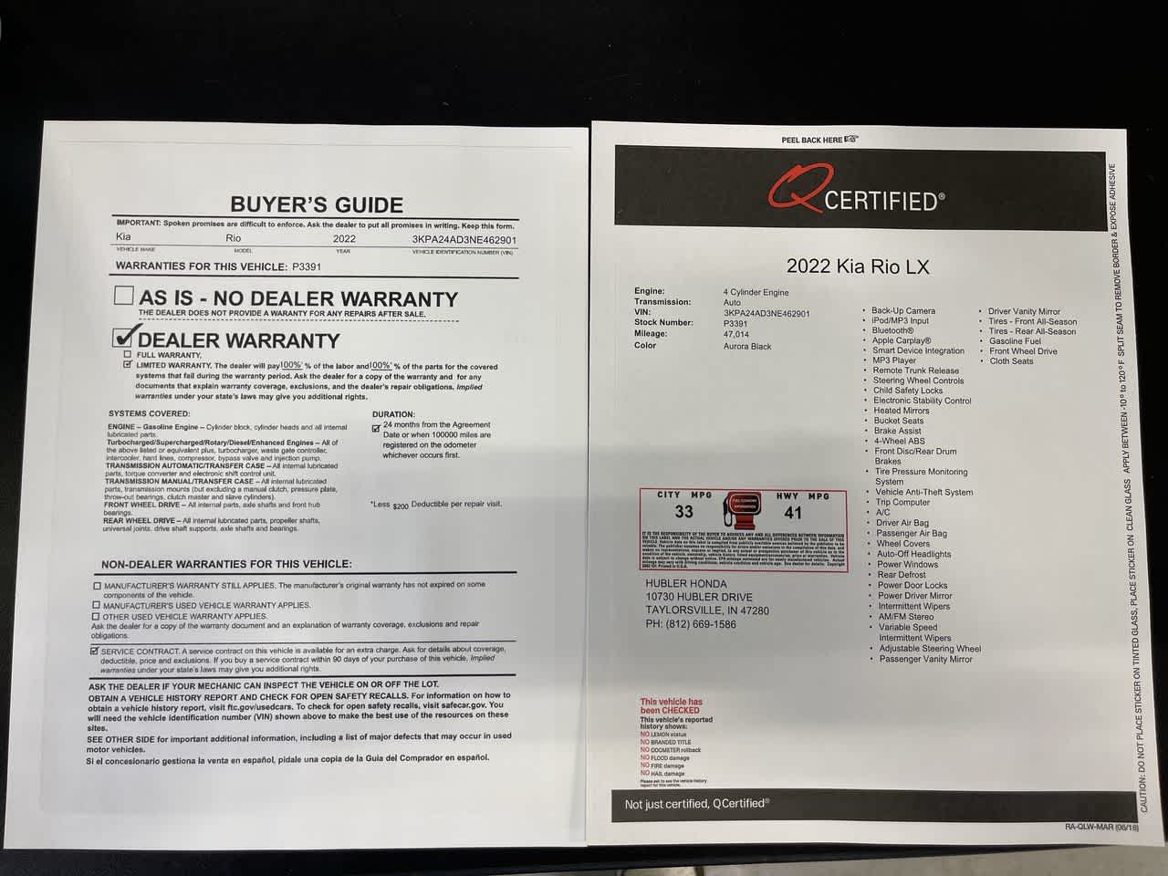 2022 Kia Rio LX