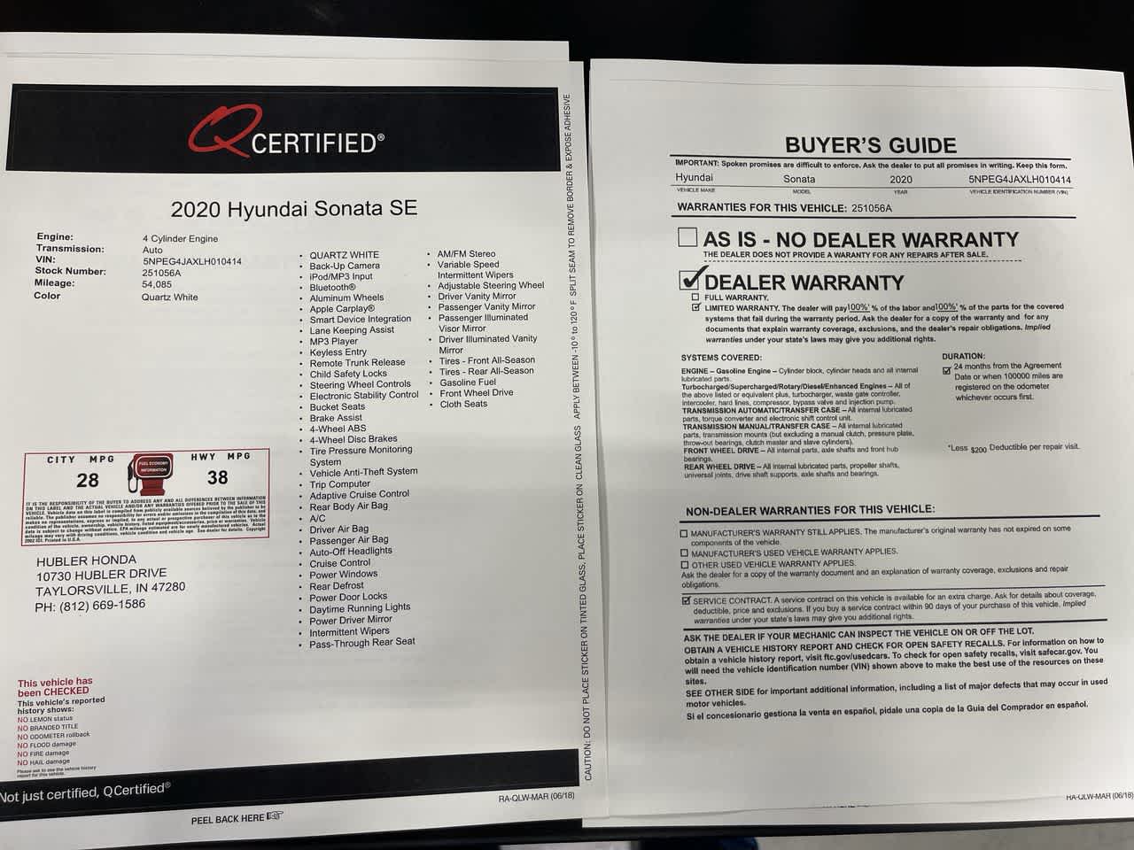 2020 Hyundai Sonata SE