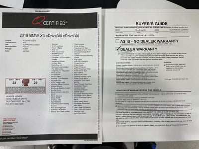 2018 BMW X3 xDrive30i xDrive30i