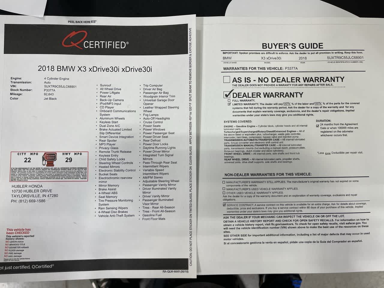 2018 BMW X3 xDrive30i xDrive30i