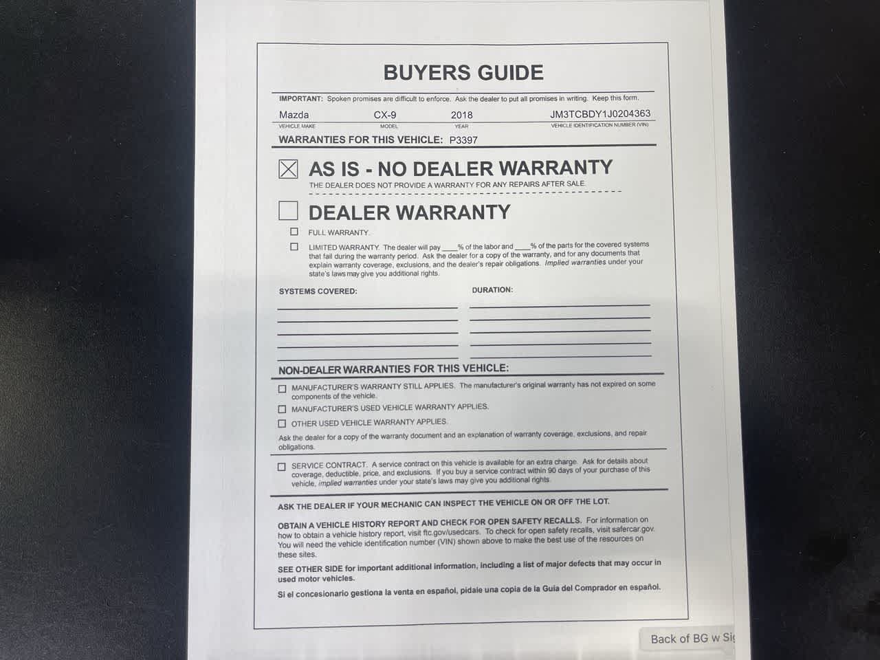 2018 Mazda Mazda CX-9 Grand Touring