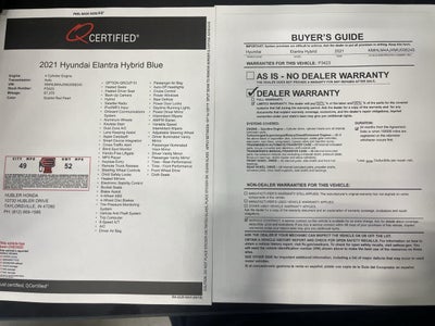 2021 Hyundai Elantra Hybrid Blue